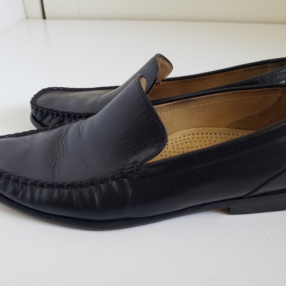 Cole Haan Leather Moccasin Slip On Loafers Driving Dress Black Shoes